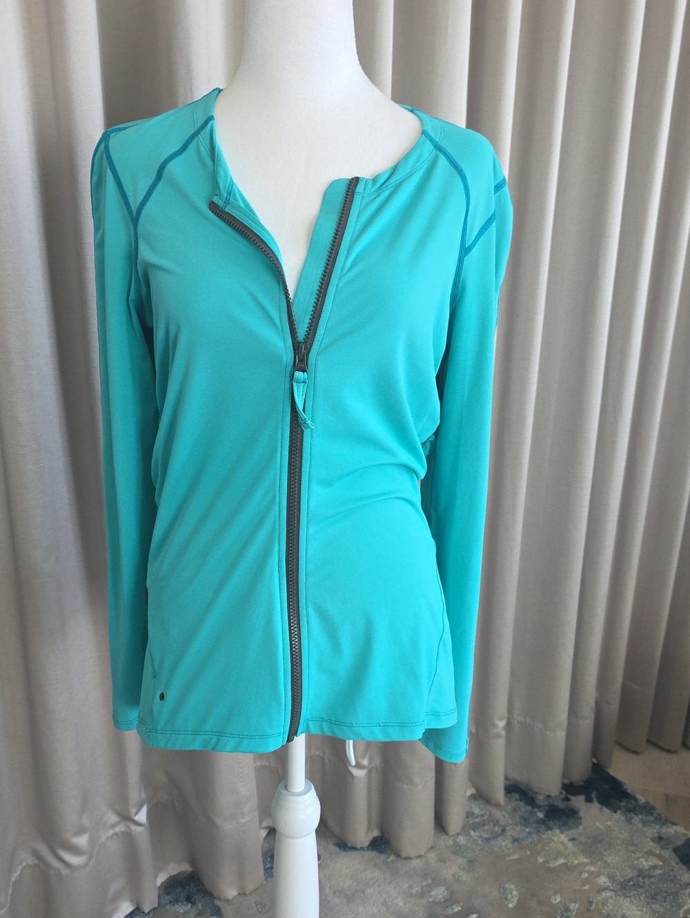Title Nine Teal Zip-Front Long Sleeve Swim Coverup